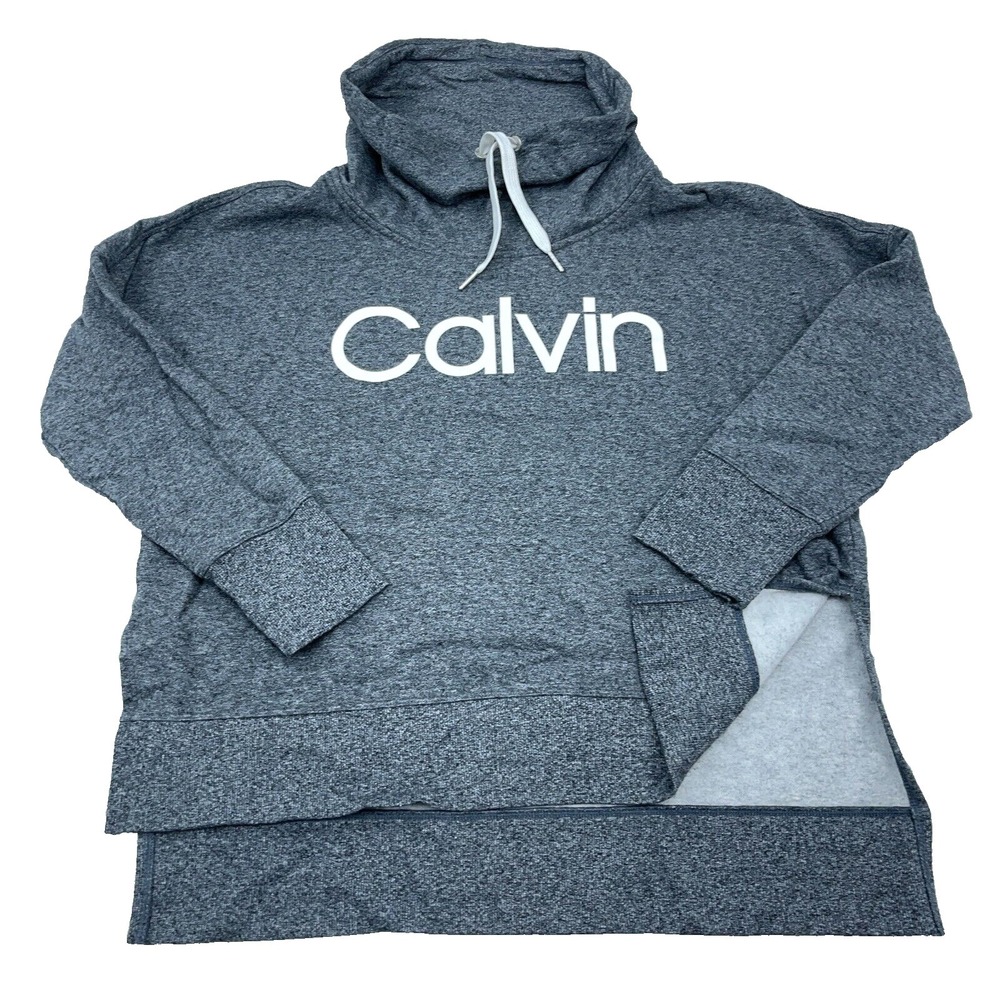 Calvin Klein Sweatshirt Women‎ Large Gray Pullover Sweater Turtle Neck Active Q1